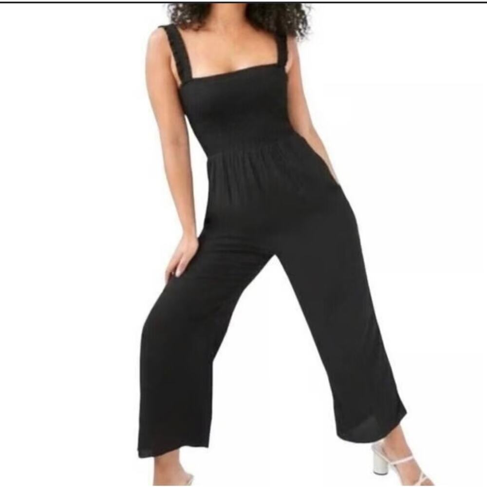 Aritzia Wilfred Black Chianti Smocked Jumpsuit Size Small